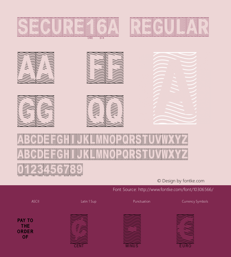 Secure16a Regular Macromedia Fontographer 4.1 3/21/2005 Font Sample