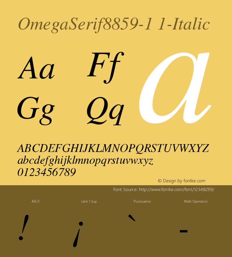 OmegaSerif8859-1 1-Italic Version 001.000 Font Sample
