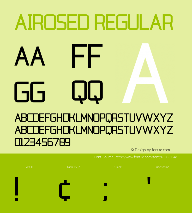 Airosed Version 1.00;April 19, 2020;FontCreator 11.5.0.2422 64-bit Font Sample