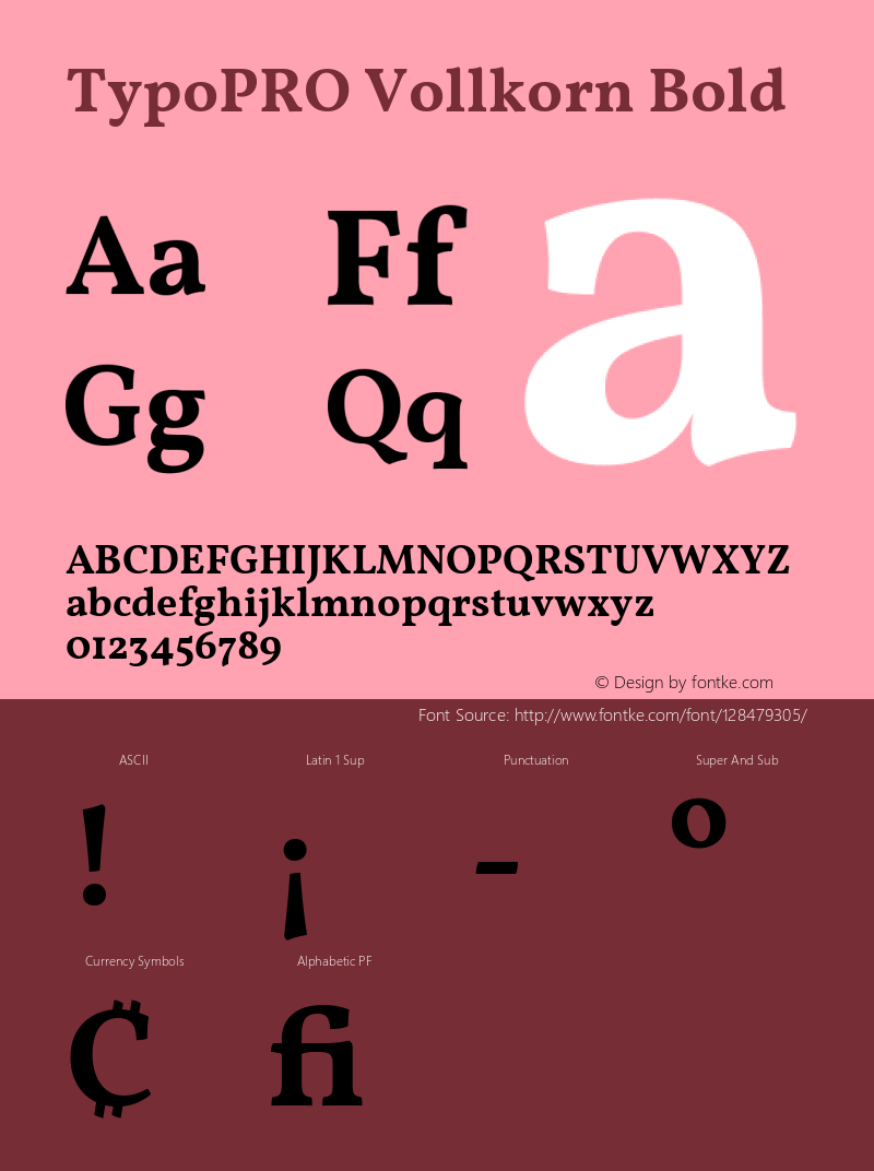 TypoPRO Vollkorn Bold Version 5.000; ttfautohint (v1.8.3) Font Sample