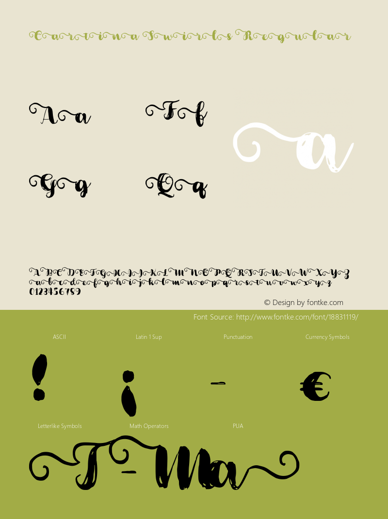 Cartina Swirls Regular Version 1.000 Font Sample