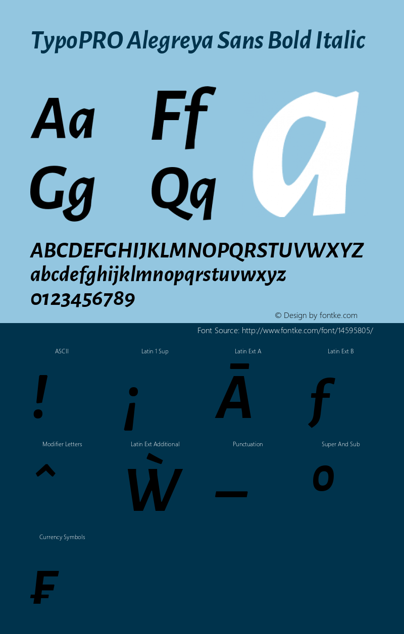 TypoPRO Alegreya Sans Bold Italic Version 1.000;PS 001.000;hotconv 1.0.70;makeotf.lib2.5.58329 DEVELOPMENT Font Sample