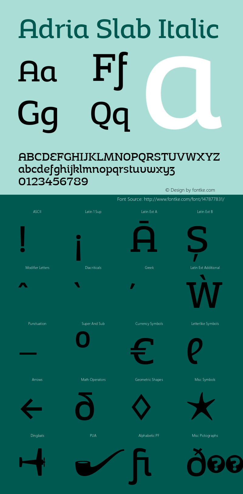 Adria Slab Regular UprightItalic Version 1.003;PS 001.003;hotconv 1.0.70;makeotf.lib2.5.58329 Font Sample