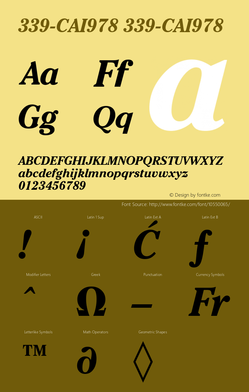 339-CAI978 339-CAI978 Version 3.0 Font Sample