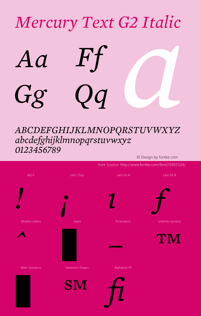 Mercury Text G2 Italic 001.000 Font Sample