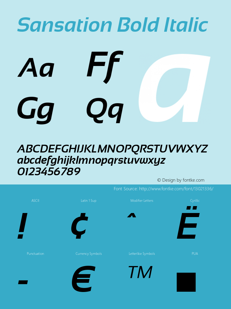 Sansation Bold Italic Version 1.3 Font Sample