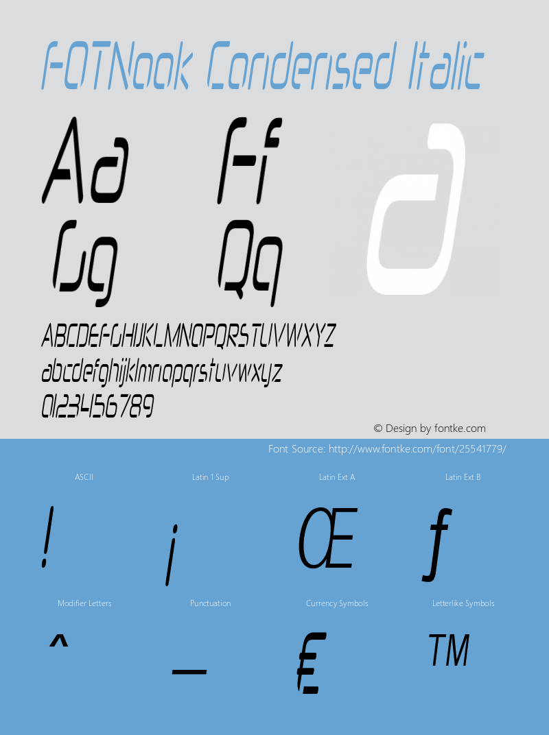 FOTNook-CondensedItalic Version 1.000 Font Sample
