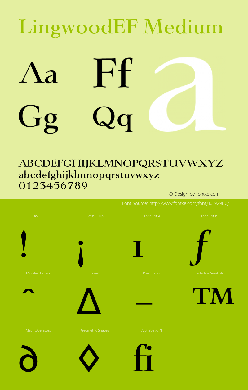 LingwoodEF Medium 001.000 Font Sample