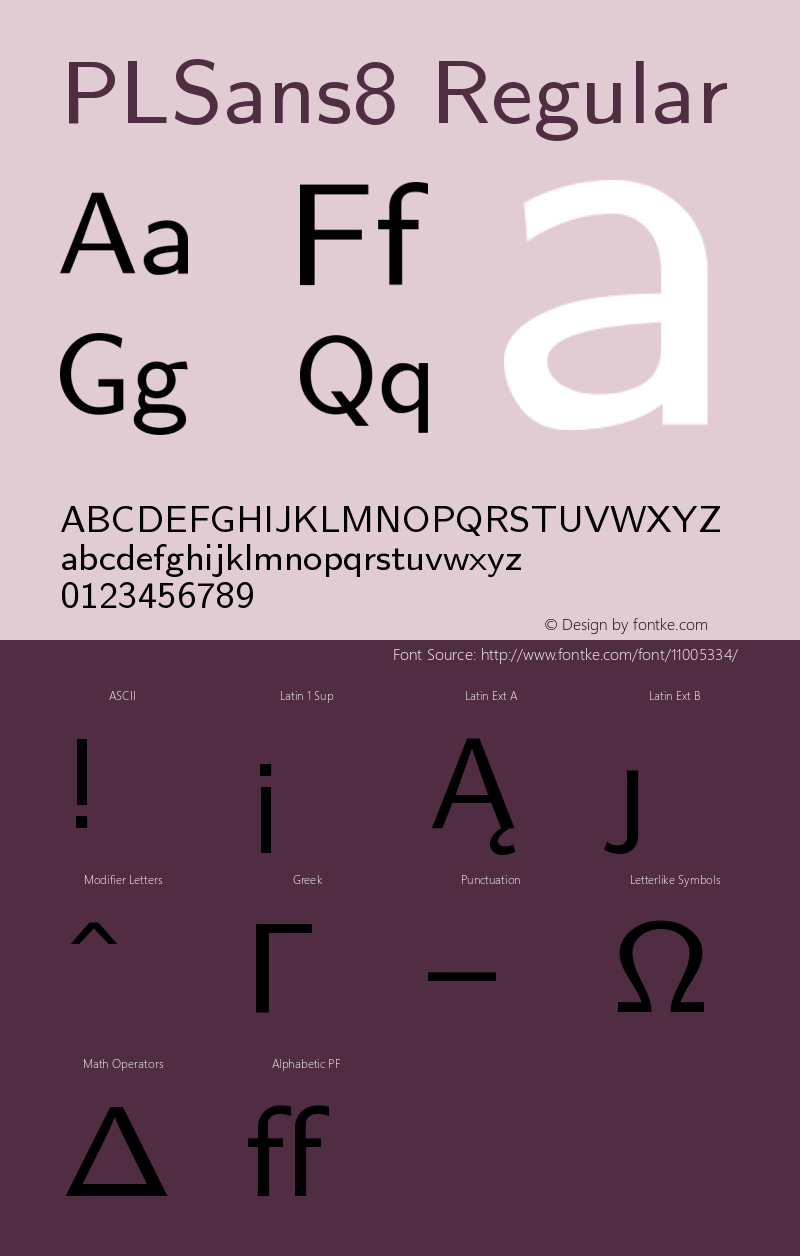 PLSans8 Regular Version 1.11 Font Sample