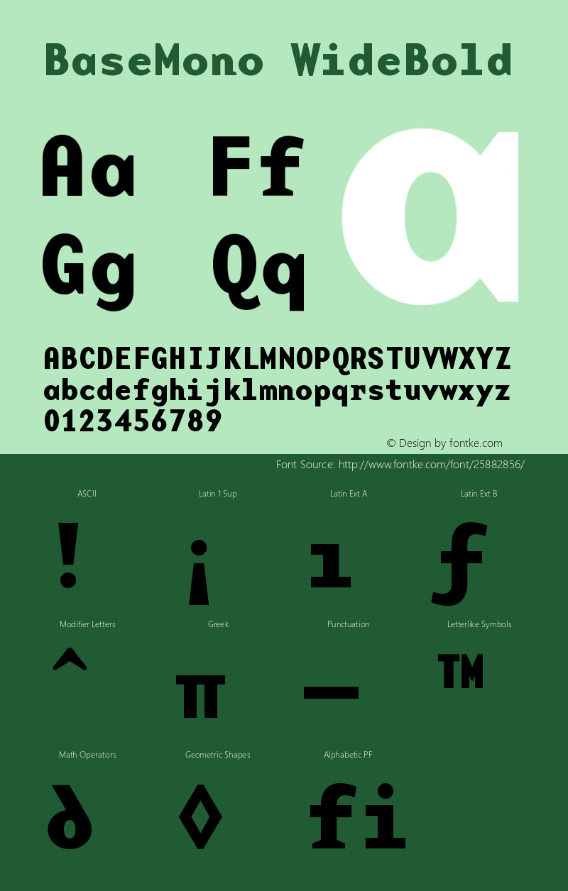 BaseMonoWideBold Version 001.000 Font Sample