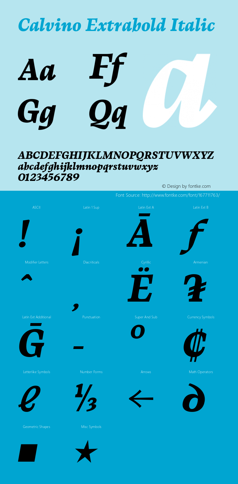 Calvino Extrabold Italic Version 1.000;FEAKit 1.0图片样张