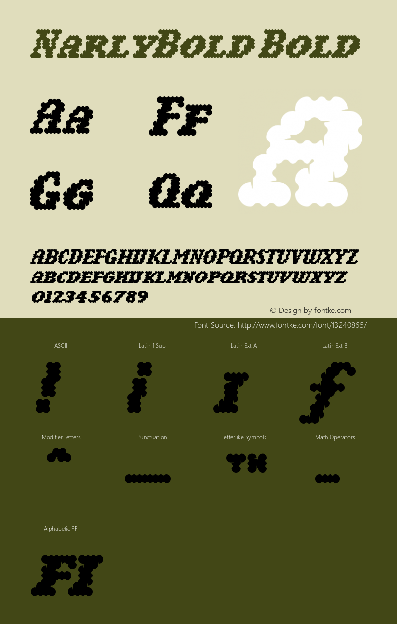 NarlyBold Bold Version 001.000 Font Sample