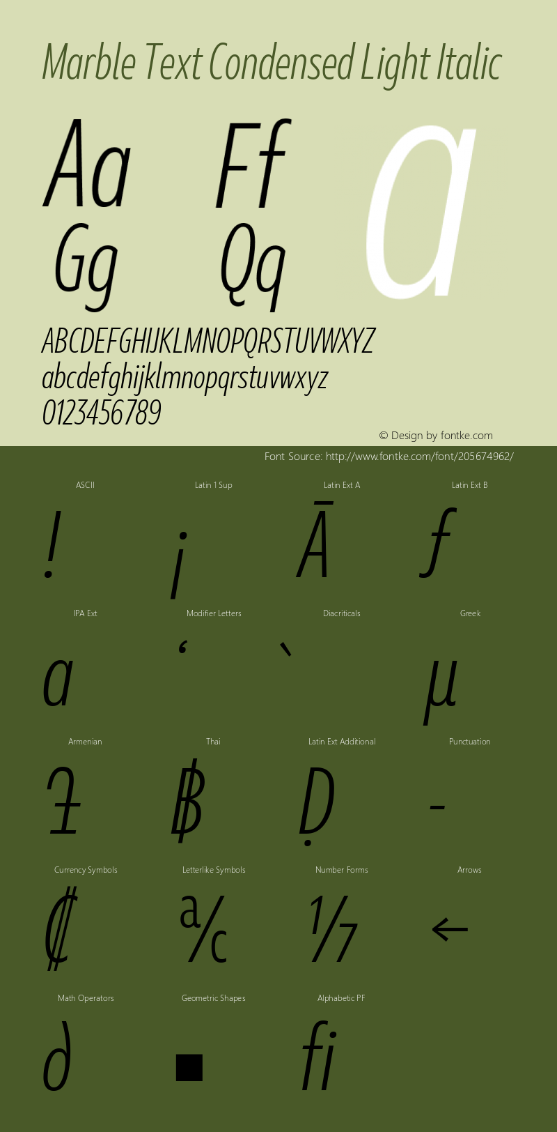 Marble Text Condensed Light Italic Version 1.001图片样张