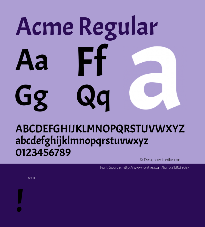 Acme Regular  Font Sample