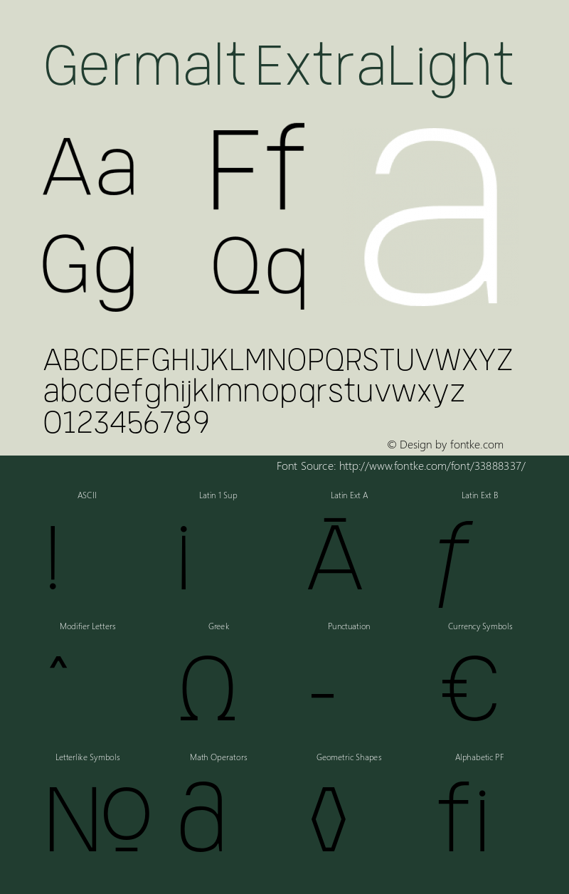 Germalt-ExtraLight Version 1.000;YWFTv17 Font Sample