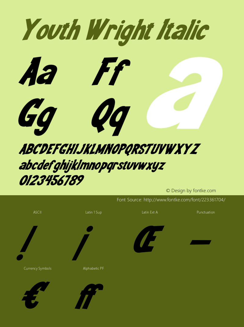 Youth Wright Italic Version 1.00;October 8, 2020;FontCreator 12.0.0.2563 64-bit图片样张