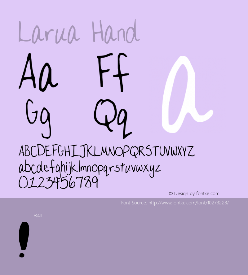 Larua Hand 1999; 1.0, initial release Font Sample