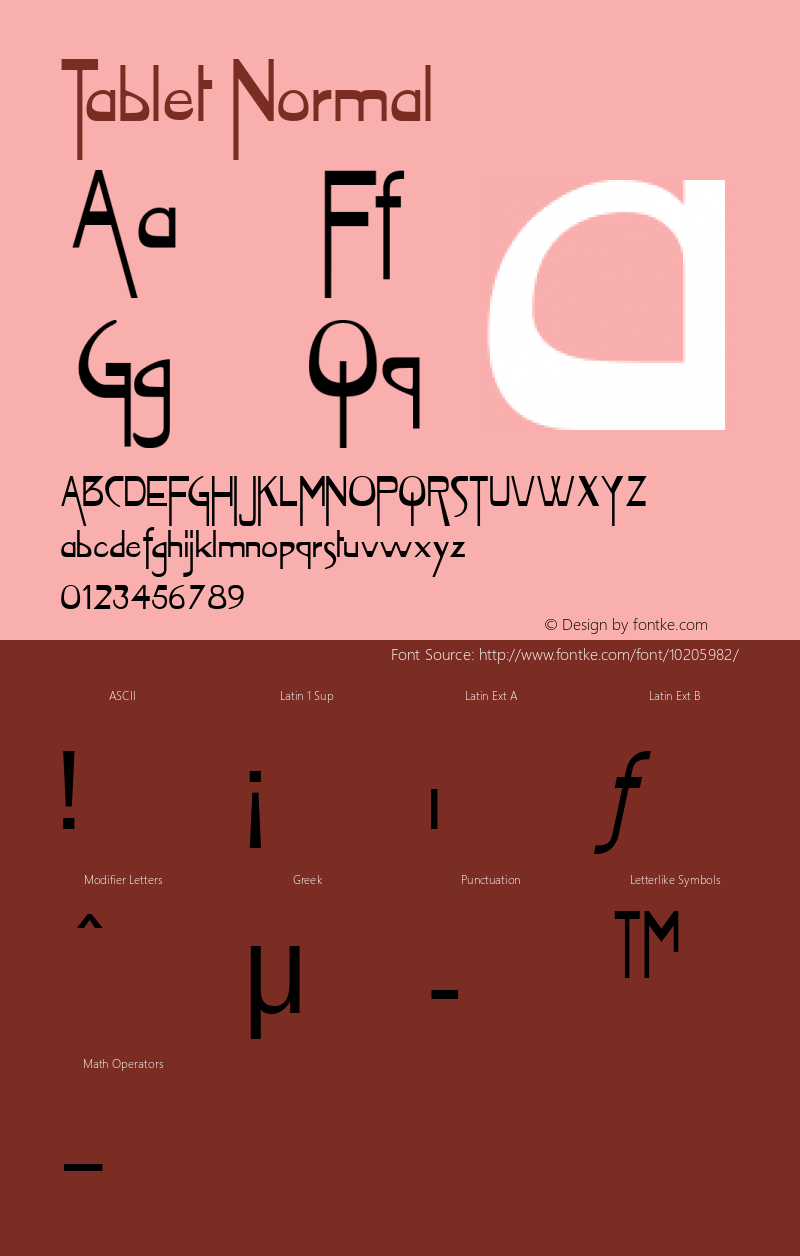 Tablet Normal Macromedia Fontographer 4.1 9/26/96 Font Sample