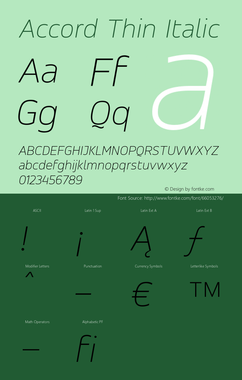 Accord-ThinItalic 001.001 Font Sample