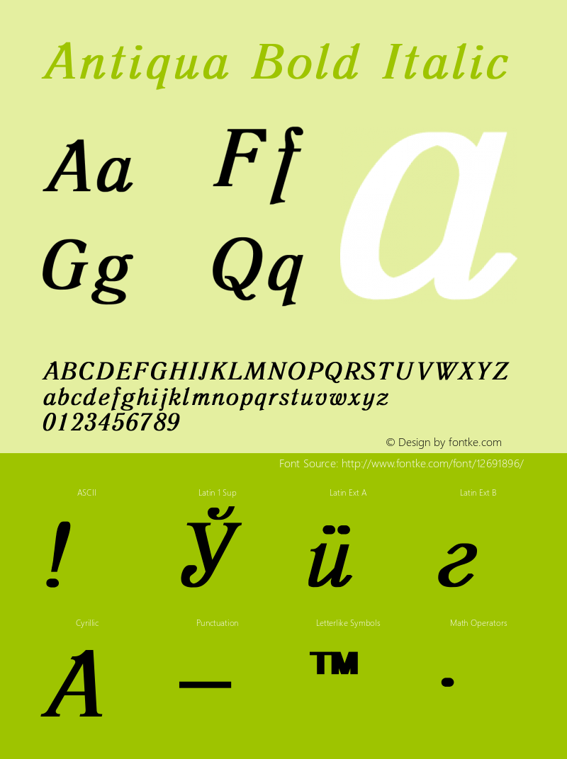 Antiqua Bold Italic Converted from t:\ANTIQUA1.BF1 by ALLTYPE Font Sample