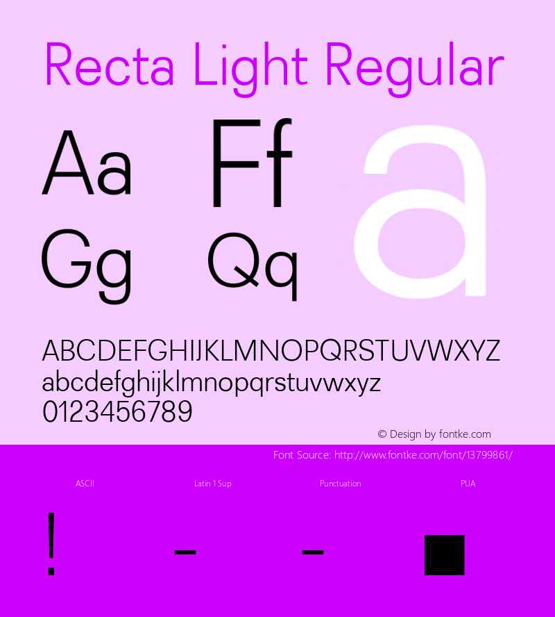 Recta Light Regular Version 1.000 Font Sample