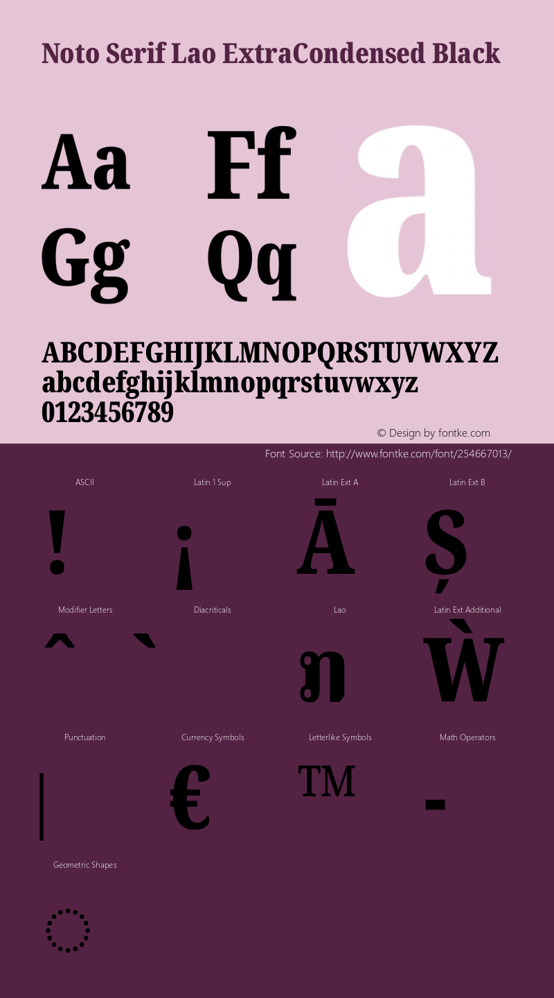 Noto Serif Lao ExtraCondensed Black Version 2.003图片样张