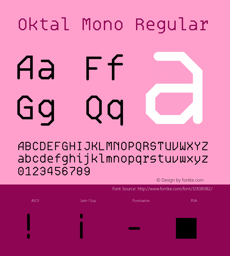 Oktal Mono Regular Version 1.000 Font Sample