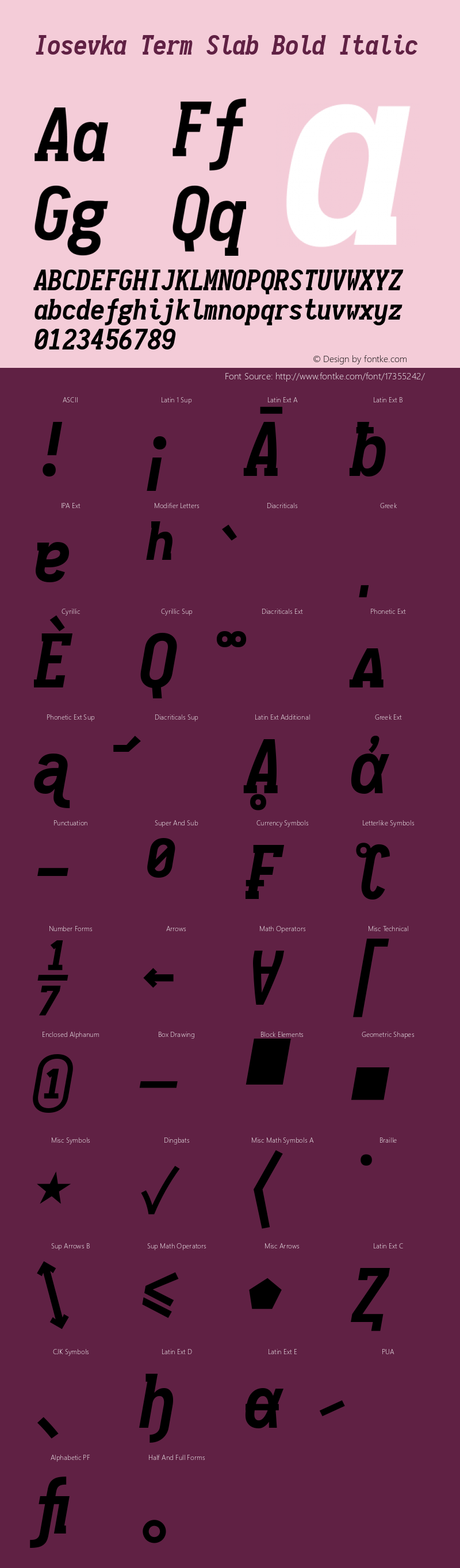 Iosevka Term Slab Bold Italic 1.9.1 Font Sample