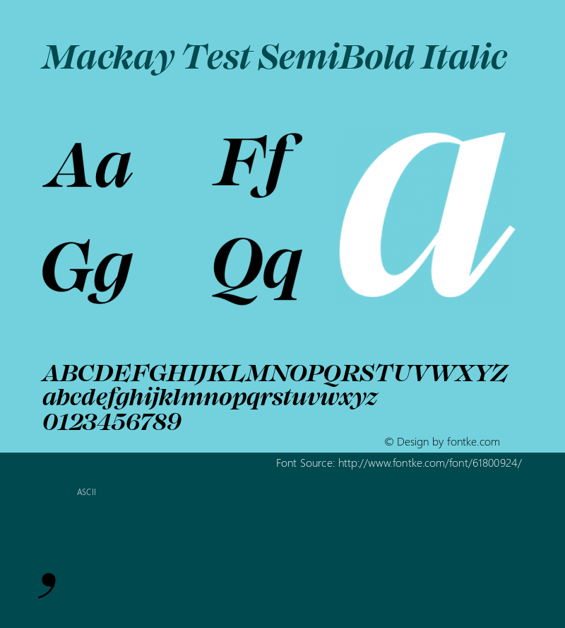Mackay Test SemiBold Italic Version 1.001;PS 001.001;hotconv 1.0.88;makeotf.lib2.5.64775 Font Sample