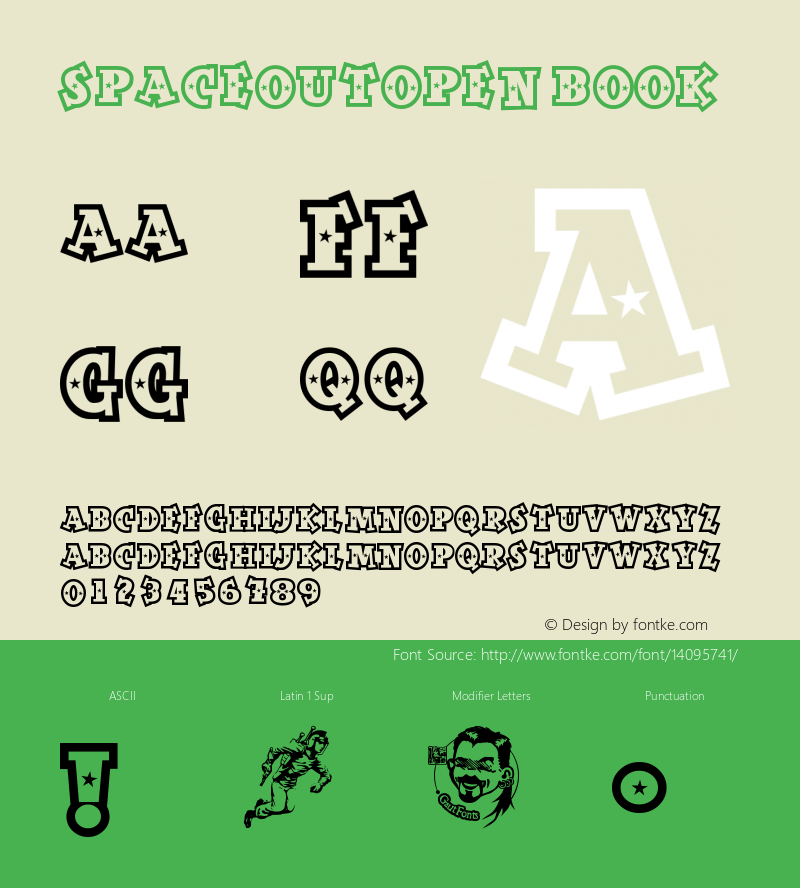SpaceOutOpen Book Version Macromedia Fontograp Font Sample
