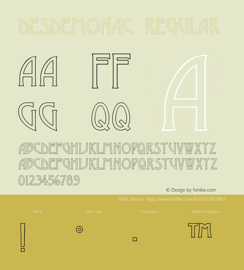 DesdemonaC Regular Macromedia Fontographer 4.1 18.06.97 Font Sample