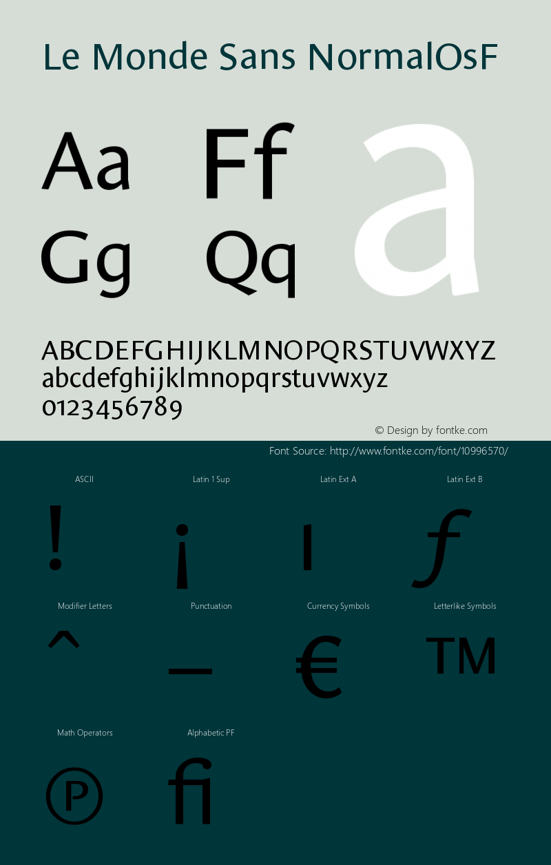 Le Monde Sans NormalOsF Version 001.000 Font Sample