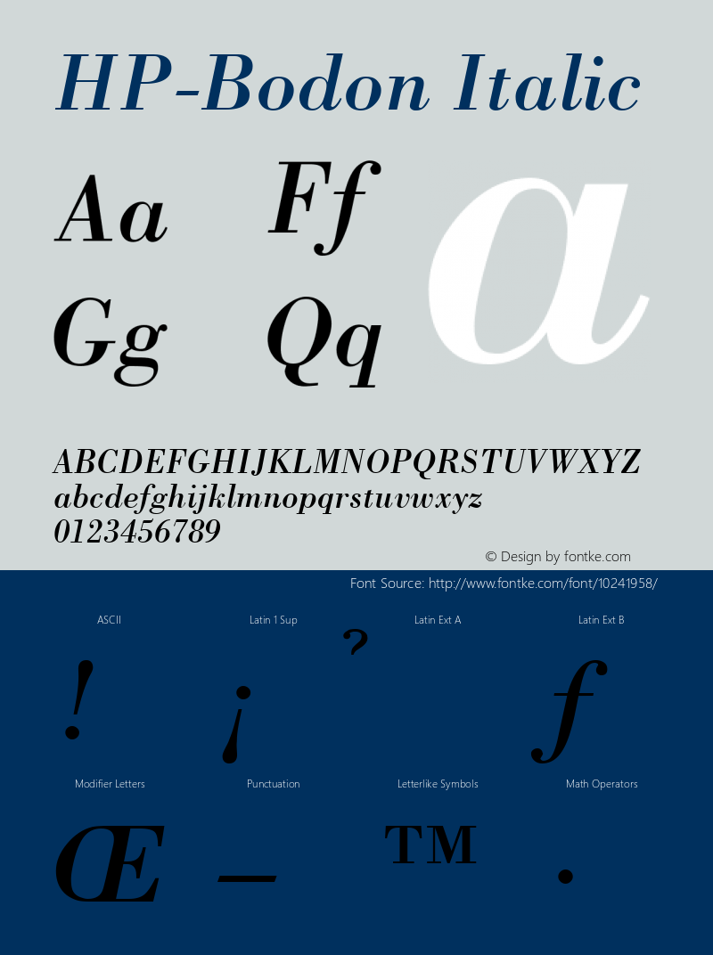 HP-Bodon Italic 2 Font Sample