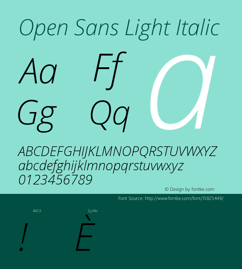 Open Sans Light Italic Version 1.10; ttfautohint (v1.4.1) Font Sample