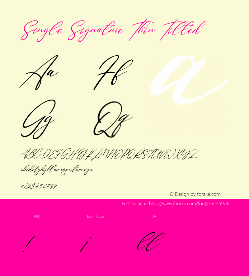 Single Signature Thin Tilted Version 1.00;June 18, 2020;FontCreator 12.0.0.2563 64-bit Font Sample