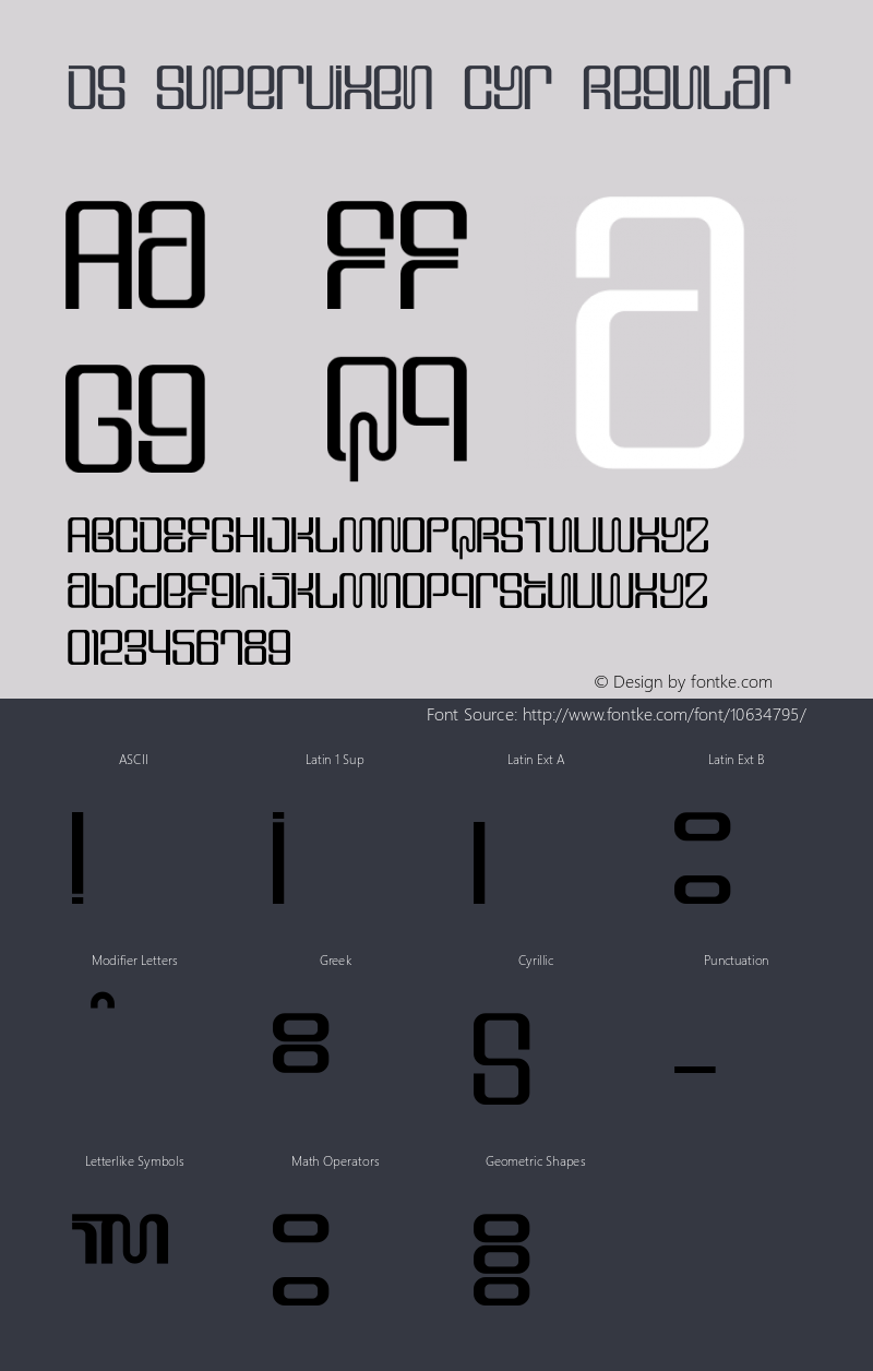 DS Supervixen Cyr Regular Version 1.0; 2000; initial release Font Sample