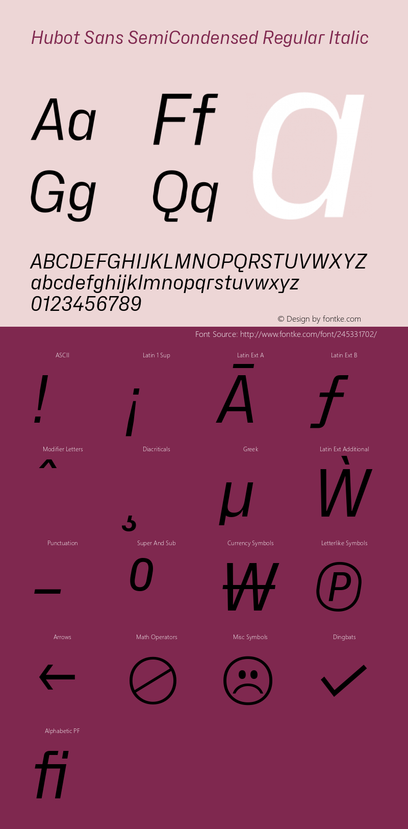 Hubot Sans SemiCondensed Regular Italic Version 1.000 | FøM Fix图片样张