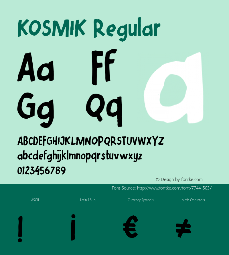 KOSMIK Version 1.000 Font Sample