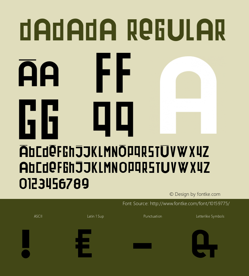 DadaDa Regular 1.0 2003-03-27 Font Sample