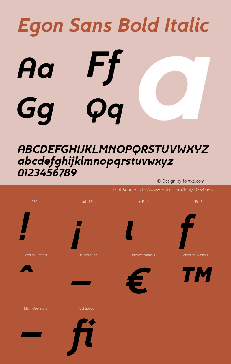 Egon Sans Bold Italic Version 001.000 Font Sample