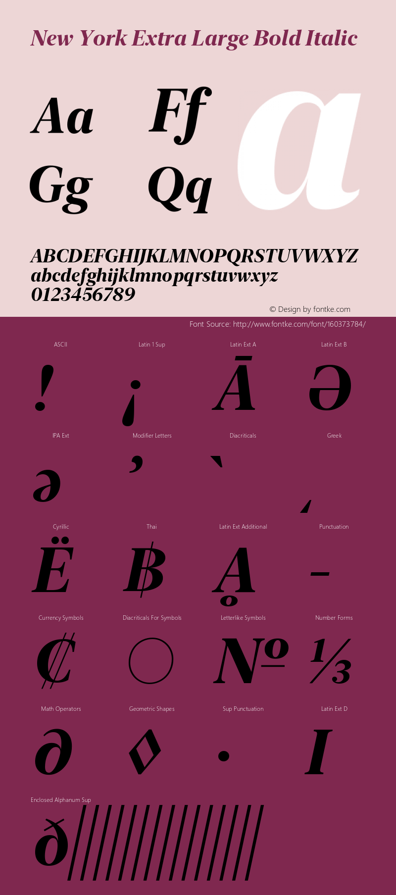 New York Extra Large Bold Italic Version 16.0d2e2 Font Sample