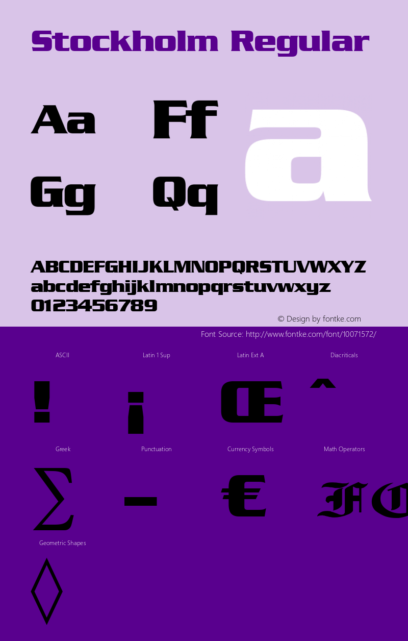 Stockholm Regular Brendel            :23.08.1995 Font Sample