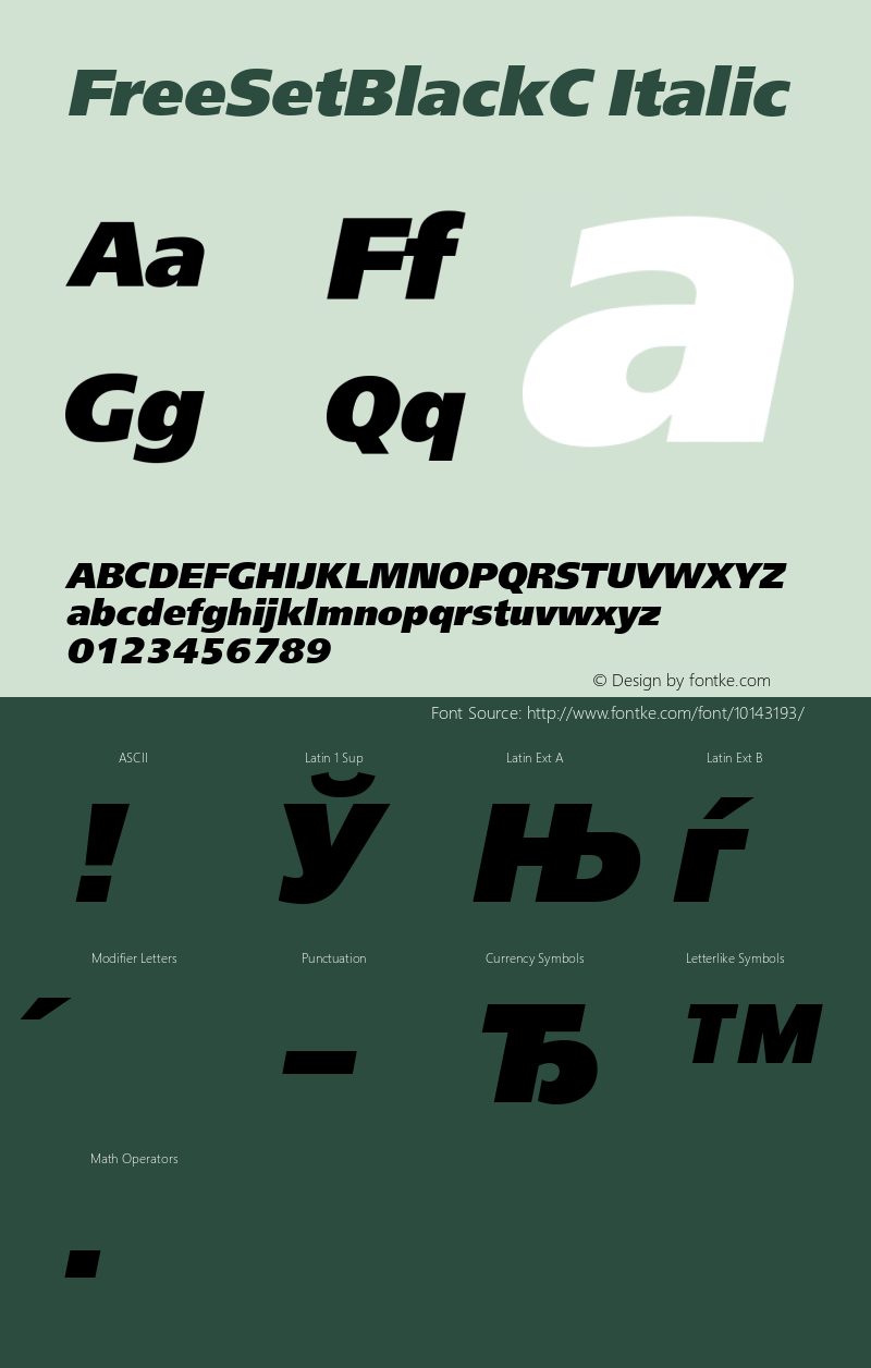 FreeSetBlackC Italic Version 001.000 Font Sample