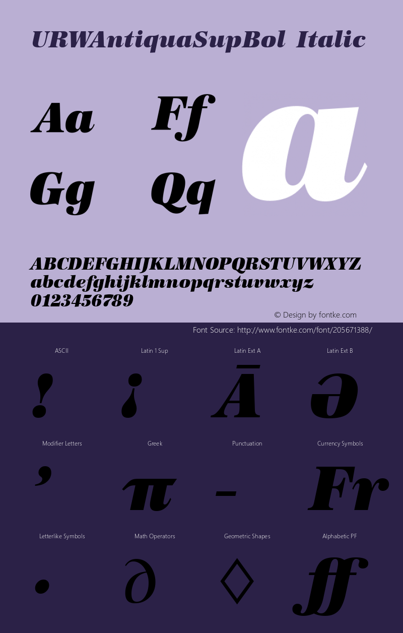 URWAntiquaSupBol Italic Version 1.00图片样张