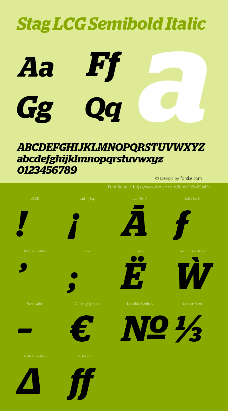 Stag LCG Semibold Italic Version 2.1 2011图片样张