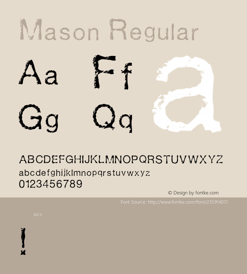 Mason Regular Version 001.000 Font Sample