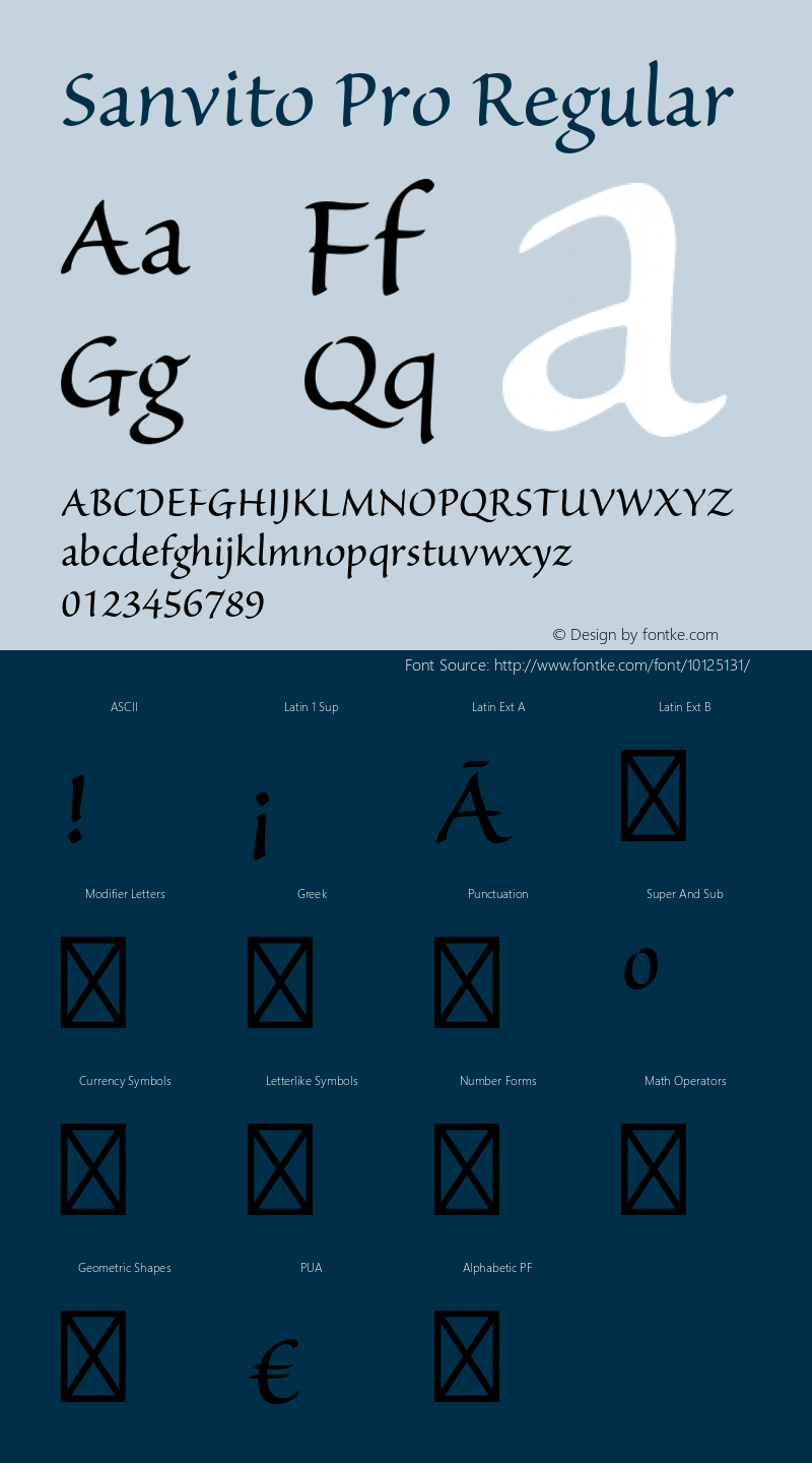 Sanvito Pro Regular OTF 1.003;PS 001.001;Core 1.0.31;makeotf.lib1.4.1585 Font Sample