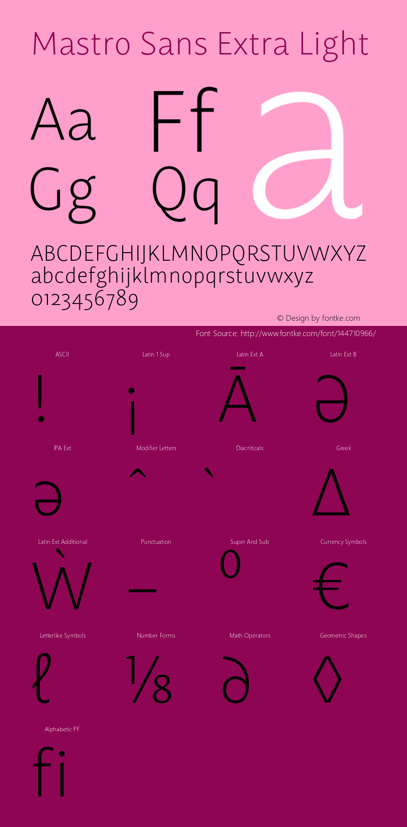 Mastro Sans Extra Light Version 1.000;PS 001.000;hotconv 1.0.88;makeotf.lib2.5.64775 Font Sample