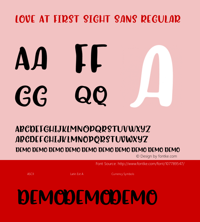 Love At First Sight Sans Regular Version 1.000;hotconv 1.0.109;makeotfexe 2.5.65596 Font Sample