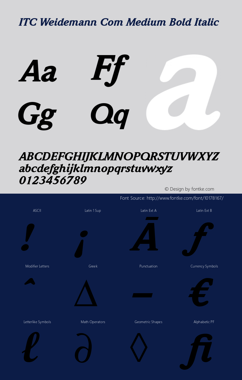 ITC Weidemann Com Medium Bold Italic Version 2.00; 2006 Font Sample